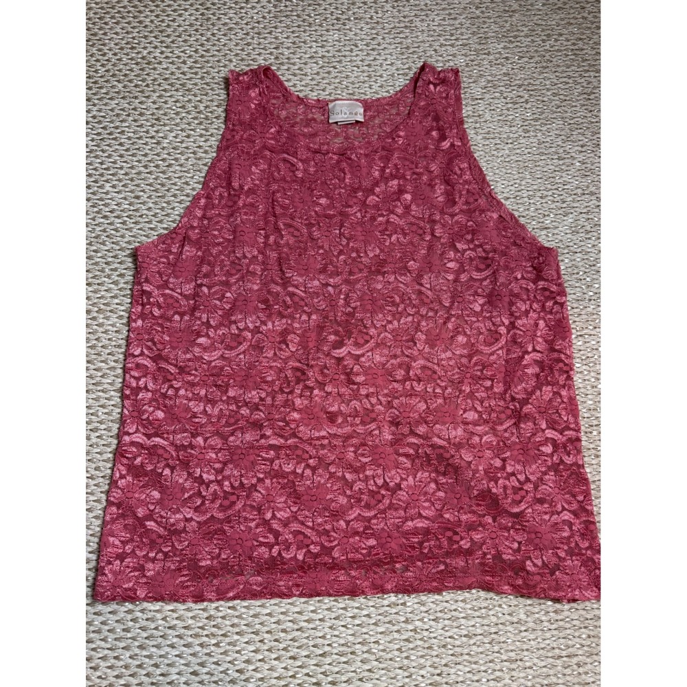 Solange Pink Floral Lace Tank Top Sheer Blouse vintage coquette festival fairy